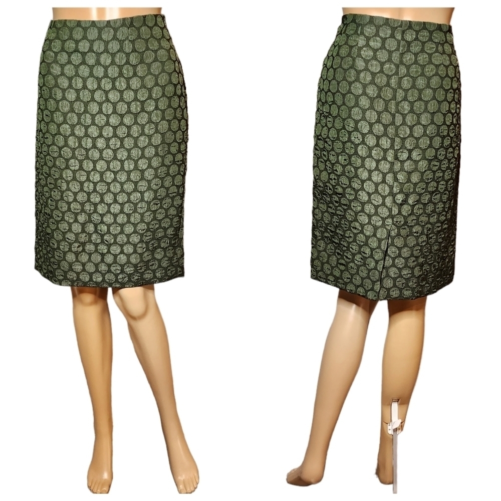 Maeve Anthropologie Green Textured Goban Skirt